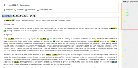 keyword highlighting in patent text generated by commercial patent database PatBase